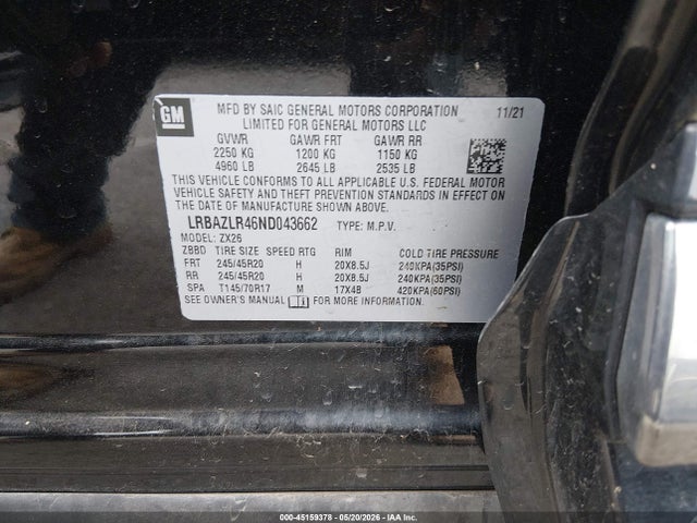 Продаж на аукціоні авто 2022 Buick Envision Fwd Preferred, vin: LRBAZLR46ND043662, номер лоту: 45159378