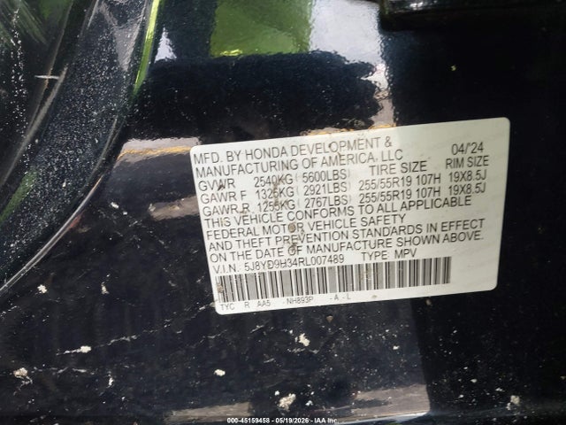 Aukcja sprzedaży 2024 Acura Mdx Standard, vin: 5J8YD9H34RL007489, numer aukcji: 45159458
