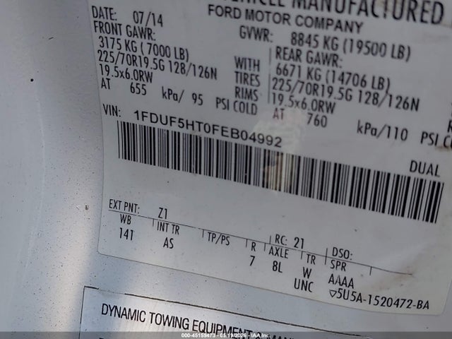 2015 Ford F-550 Chassis Xl მანქანა იყიდება აუქციონზე, vin: 1FDUF5HT0FEB04992, აუქციონის ნომერი: 45159473