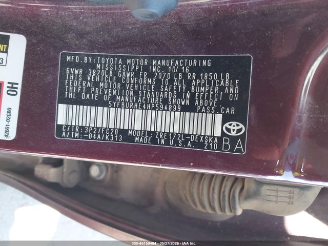 Aukcja sprzedaży 2017 Toyota Corolla Se Special Edition, vin: 5YFBURHE4HP594899, numer aukcji: 45159484