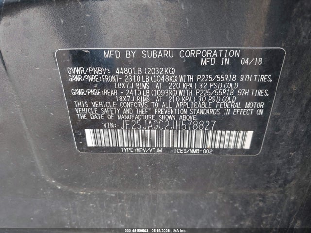 Subaru Forester 2.5i Premium 2018 JF2SJAGC2JH578827 Image 9