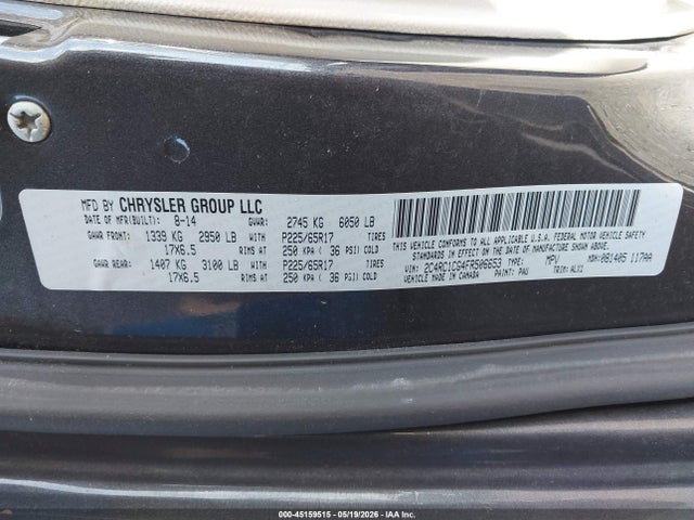 Продаж на аукціоні авто 2015 Chrysler Town & Country Touring-l, vin: 2C4RC1CG4FR506653, номер лоту: 45159515