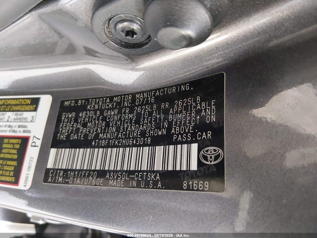 4T1BF1FK2HU643018 Toyota CAMRY SE