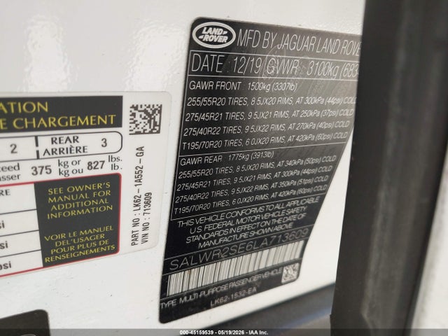 SALWR2SE6LA713609 Land Rover Range Rover Sport Hse Dynamic