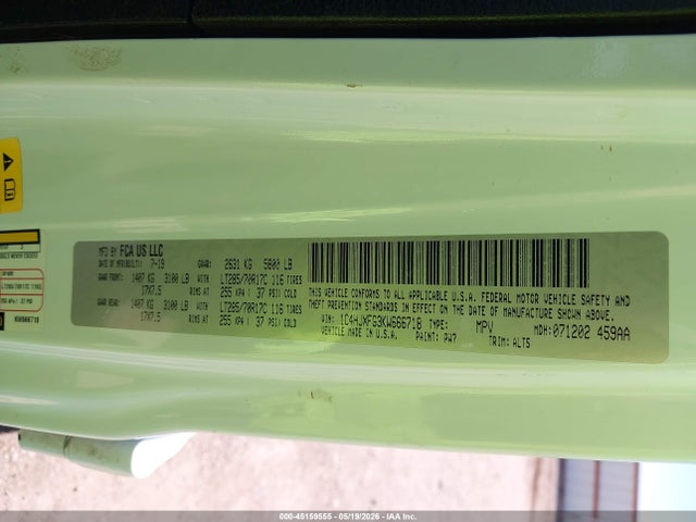 Auction sale of the 2019 Jeep Wrangler Unlimited Rubicon 4x4, vin: 1C4HJXFG3KW666718, lot number: 45159555