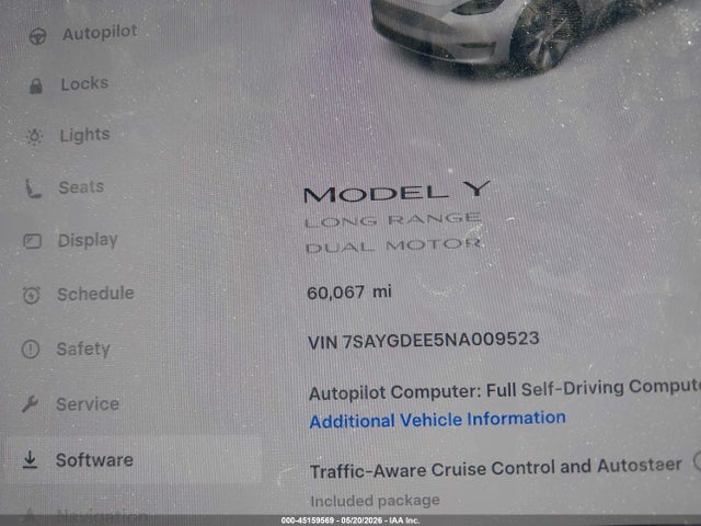 Продажа на аукционе авто 2022 Tesla Model Y Long Range Dual Motor All-wheel Drive, vin: 7SAYGDEE5NA009523, номер лота: 45159569