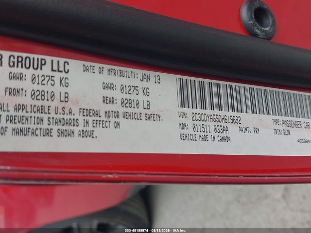Продаж на аукціоні авто 2013 Dodge Challenger Sxt Plus, vin: 2C3CDYAG9DH619892, номер лоту: 45159574