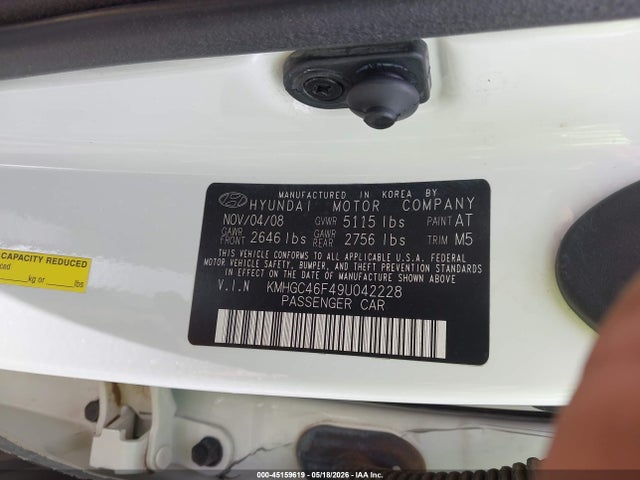 Продаж на аукціоні авто 2009 Hyundai Genesis 4.6, vin: KMHGC46F49U042228, номер лоту: 45159619