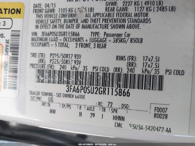 Ford Fusion Energi Titanium 2016 3FA6P0SU2GR115866 Image 9