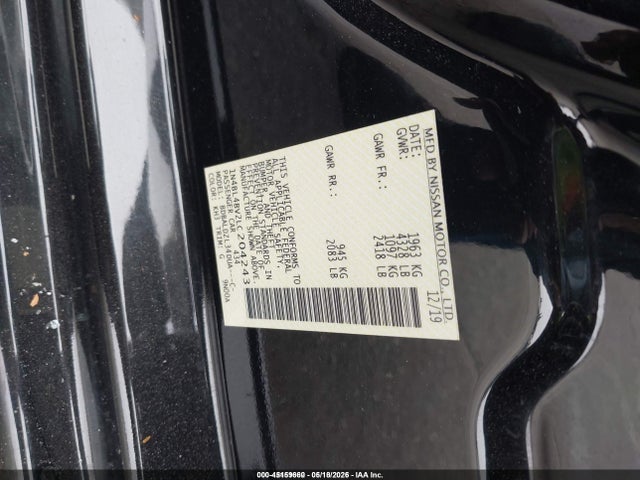 45159660 :رقم المزاد ، 1N4BL4BV2LC204243 vin ، 2020 Nissan Altima S Fwd مزاد بيع