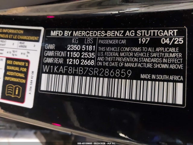 W1KAF8HB7SR286859 Mercedes-Benz Amg C 43 4matic