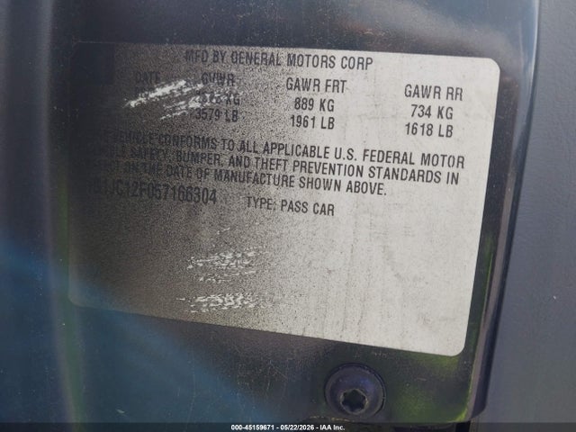 45159671 :رقم المزاد ، 1G1JC12F057166304 vin ، 2005 Chevrolet Cavalier مزاد بيع