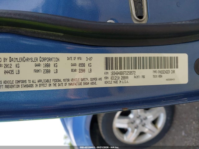 Aukcja sprzedaży 2007 Dodge Caliber Sxt, vin: 1B3HB48B87D258572, numer aukcji: 45159683