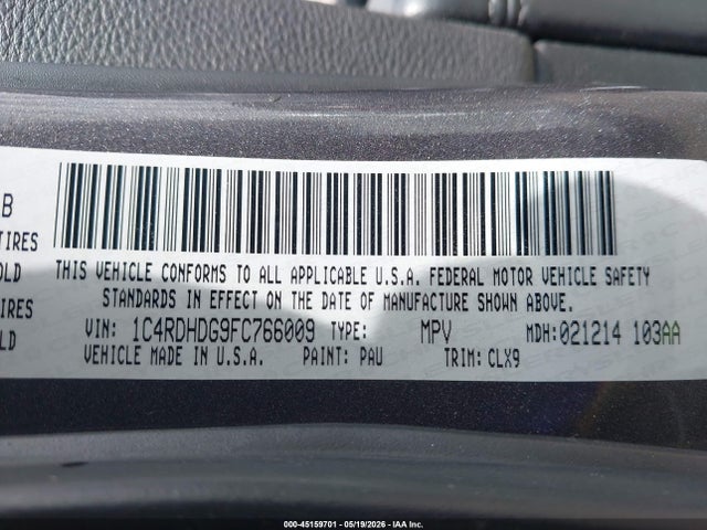 Dodge DURANGO LIMITED 2015 1C4RDHDG9FC766009 Image 9