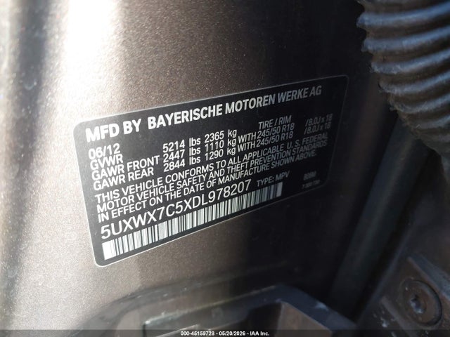 Aukcja sprzedaży 2013 Bmw X3 Xdrive35i, vin: 5UXWX7C5XDL978207, numer aukcji: 45159728