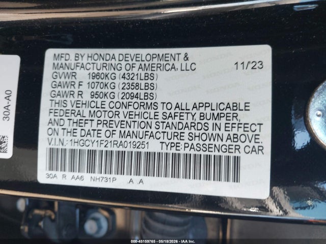 Honda ACCORD LX 2024 1HGCY1F21RA019251 Image 9