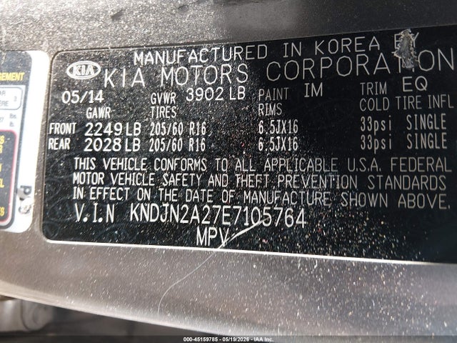 Продаж на аукціоні авто 2014 Kia Soul, vin: KNDJN2A27E7105764, номер лоту: 45159785