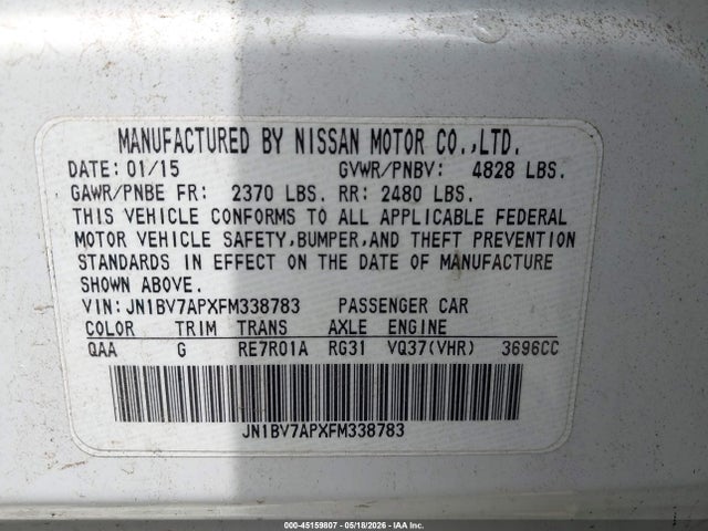JN1BV7APXFM338783 Infiniti Q50