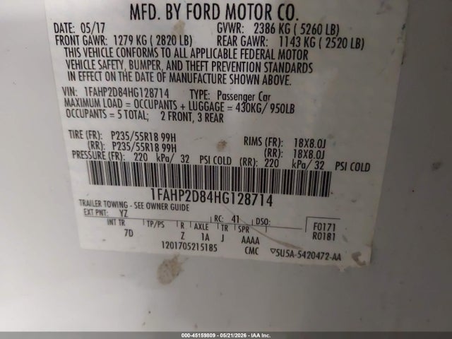 Продаж на аукціоні авто 2017 Ford Taurus Se, vin: 1FAHP2D84HG128714, номер лоту: 45159809