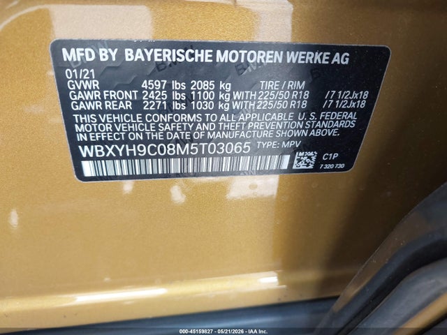 Aukcja sprzedaży 2021 Bmw X2 Sdrive28i, vin: WBXYH9C08M5T03065, numer aukcji: 45159827