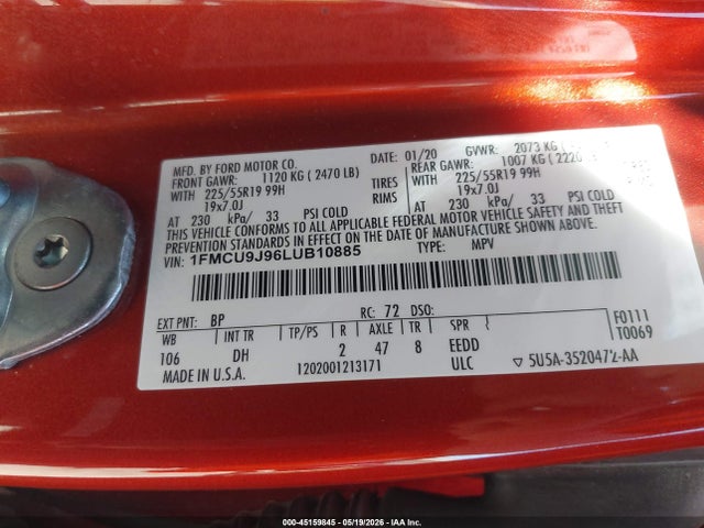 1FMCU9J96LUB10885 Ford Escape Titanium