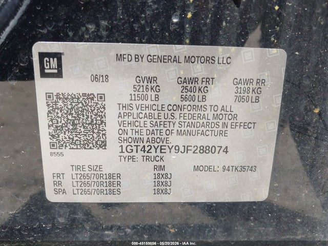 Продажа на аукционе авто 2018 Gmc Sierra 3500hd Denali, vin: 1GT42YEY9JF288074, номер лота: 45159856