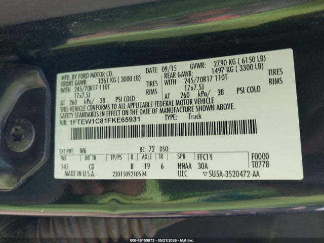 Ford F-150 Xl 2015 1FTEW1C81FKE65931 Image 9