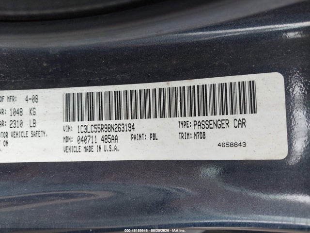 Aukcja sprzedaży 2008 Chrysler Sebring Touring, vin: 1C3LC55R98N263194, numer aukcji: 45159946