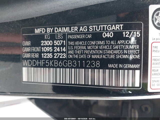 WDDHF5KB6GB311238 Mercedes-Benz E 350