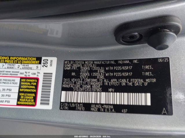 Aukcja sprzedaży 2025 Toyota Sienna Xle, vin: 5TDJSKFCXSS197965, numer aukcji: 45159953