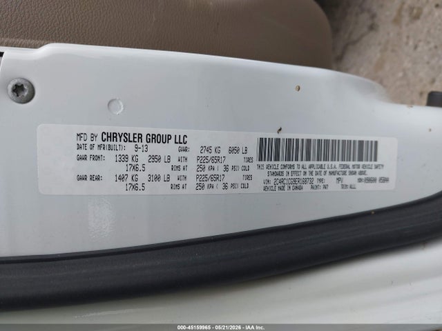 Продажа на аукционе авто 2014 Chrysler Town & Country Touring-l, vin: 2C4RC1CG9ER168732, номер лота: 45159965