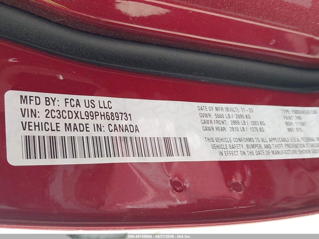 Aukcja sprzedaży 2023 Dodge Charger Srt Jailbreak, vin: 2C3CDXL99PH689731, numer aukcji: 45159988
