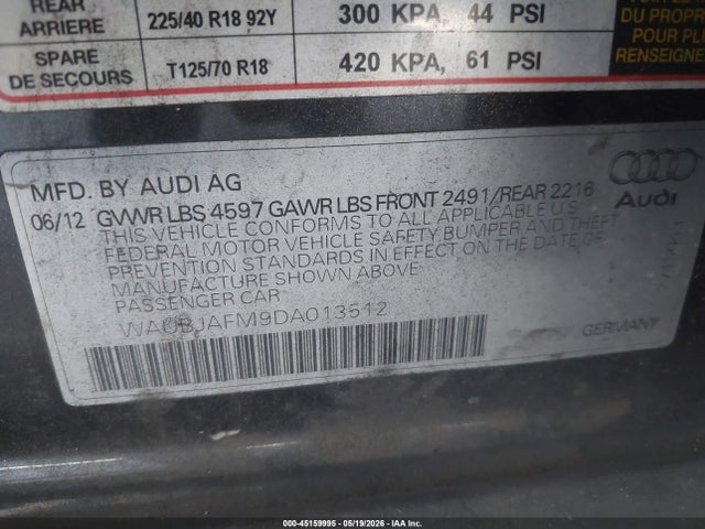 Продаж на аукціоні авто 2013 Audi A3 2.0 Tdi Premium, vin: WAUBJAFM9DA013512, номер лоту: 45159995