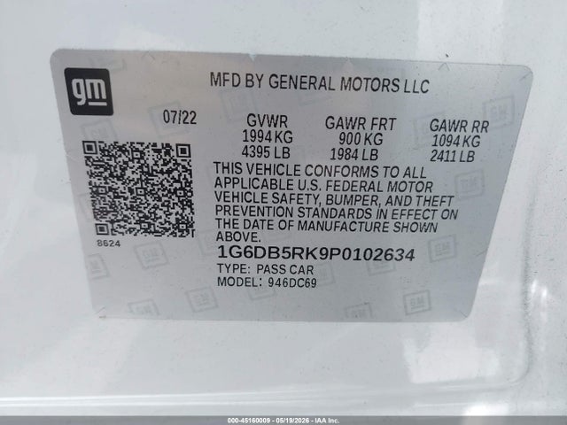 Продажа на аукционе авто 2023 Cadillac Ct4 Premium Luxury, vin: 1G6DB5RK9P0102634, номер лота: 45160009