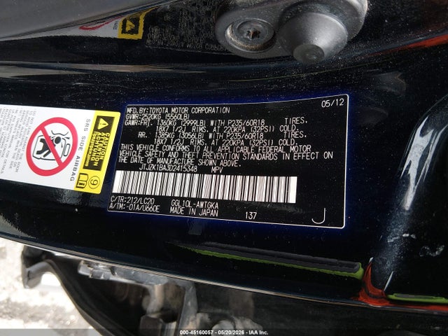 Aukcja sprzedaży 2013 Lexus Rx 350, vin: JTJZK1BA3D2415348, numer aukcji: 45160057