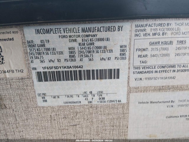 1F65F5DY1K0A10642 Ford F53