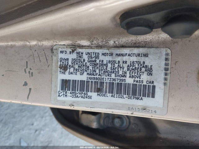Продаж на аукціоні авто 1996 Toyota Corolla Dx, vin: 1NXBB02E1TZ367395, номер лоту: 45160074
