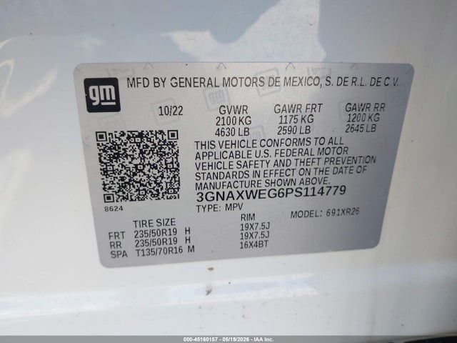 Chevrolet Equinox Awd Rs 2023 3GNAXWEG6PS114779 Image 9