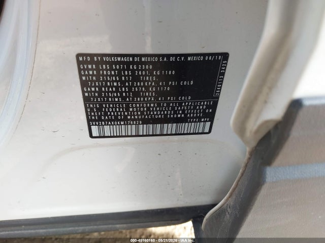 Aukcja sprzedaży 2019 Volkswagen Tiguan 2.0t Se/2.0t Sel/2.0t Sel R-line/2.0t Sel R-line Black, vin: 3VV2B7AX0KM176829, numer aukcji: 45160160