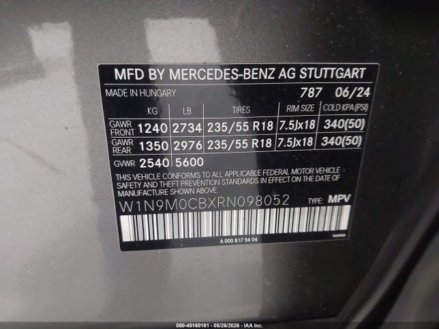 W1N9M0CBXRN098052 Mercedes-Benz Eqb 250 Suv