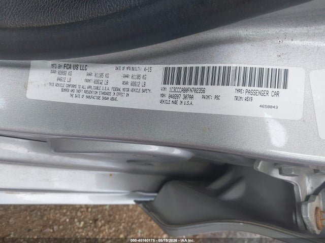 Продаж на аукціоні авто 2015 Chrysler 200 Limited, vin: 1C3CCCAB0FN702356, номер лоту: 45160175