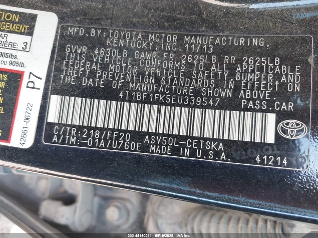 4T1BF1FK5EU339547 Toyota Camry L/se/le/xle