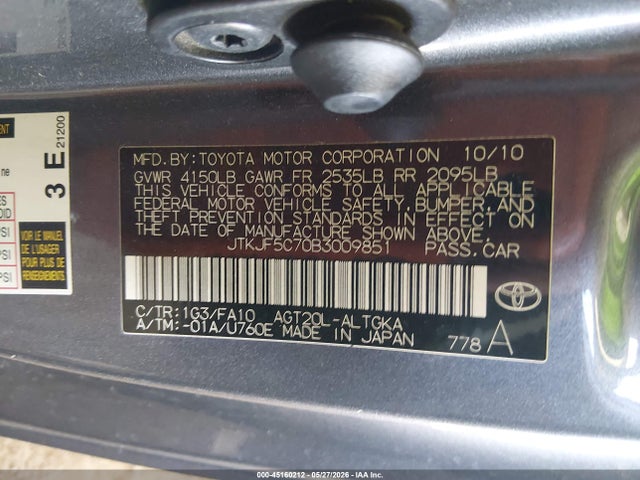 Aukcja sprzedaży 2011 Scion Tc, vin: JTKJF5C70B3009851, numer aukcji: 45160212