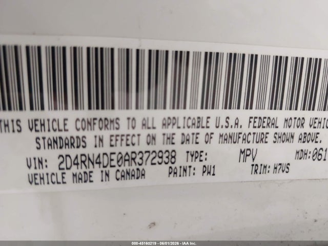 Продажа на аукционе авто 2010 Dodge Grand Caravan Se, vin: 2D4RN4DE0AR372938, номер лота: 45160219
