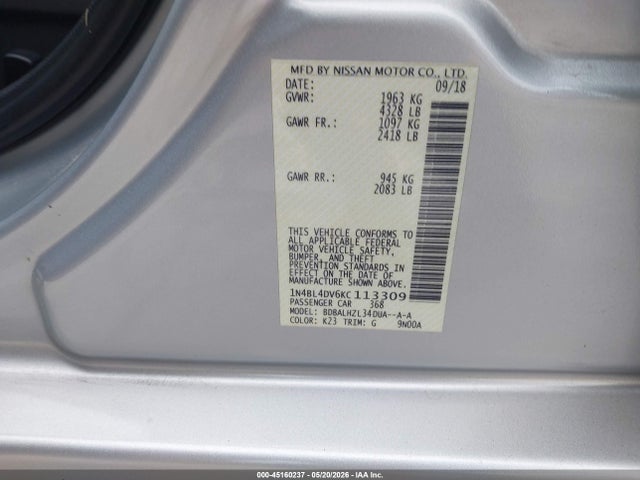 Nissan Altima 2.5 Sv 2019 1N4BL4DV6KC113309 Image 9
