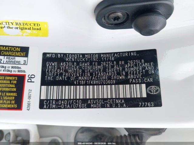 4T1BF1FK8HU703609 Toyota CAMRY LE