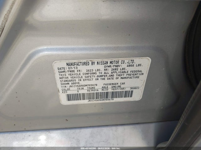 Продажа на аукционе авто 2013 Infiniti G37x, vin: JN1CV6AR6DM765679, номер лота: 45160299