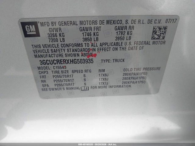 Chevrolet Silverado 1500 1lt 2017 3GCUCRERXHG503935 Image 9