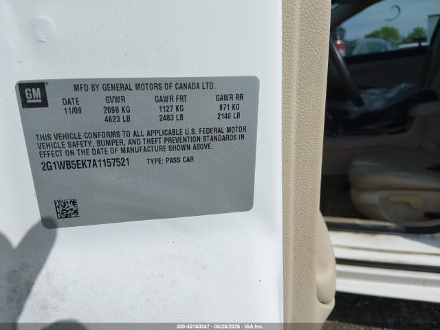 Продаж на аукціоні авто 2010 Chevrolet Impala Lt, vin: 2G1WB5EK7A1157521, номер лоту: 45160347