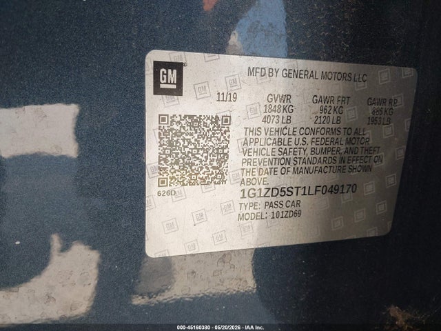 1G1ZD5ST1LF049170 Chevrolet Malibu Fwd Lt